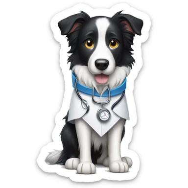 Dog border collie dressed like a Vet sticker