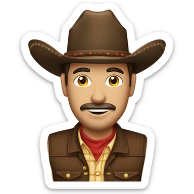 hombre vaquero con sombrero marron y delantal cafe de cocinero sin bigote sticker