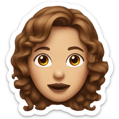 Woman with wavy brown hair sticking tongue out sticker