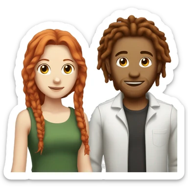Guy with dreadlocks and redhead girl sticker