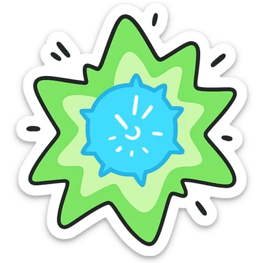 A sparkle with a blue core and green glows, more cartoonish, emoji style sticker