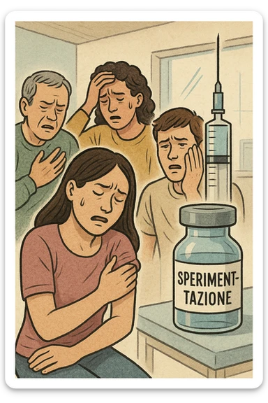 Donne e uomini che stanno male a causa di un vaccino chiamato "Sperimentazione" sticker