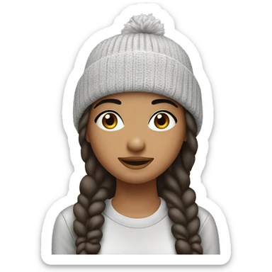 Brunette girl  with beanie and eyebrow piercing ￼ sticker
