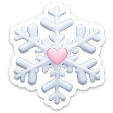snowflake with pale pink heart in middle sticker