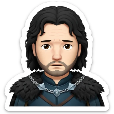 Jon Snow Sad middle age from Games of throne character face only younger sticker