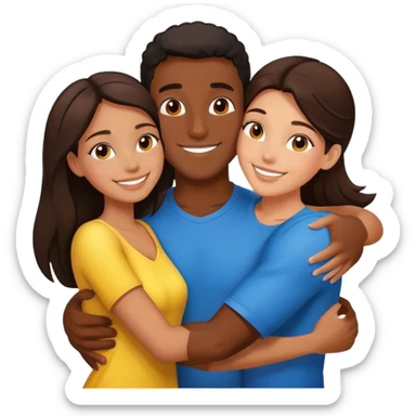 couple hug with warm smiles black latin guy Brazilian brunette girl  sticker
