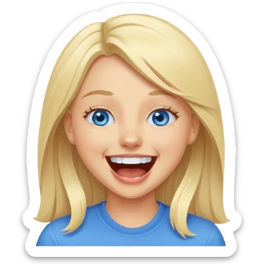 blue eyes blonde girl LAUGHING LOUDLY GIF sticker