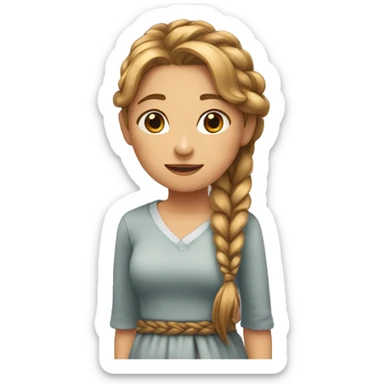 Girl with long braid over her shoulder going down to her waist  sticker