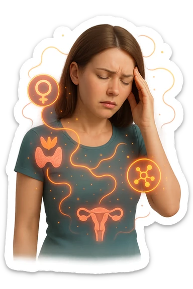 Donna con squilibri ormonali vista in 3D, render sticker