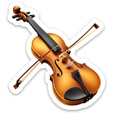 Cinematic Realistic Violin, rich polished wood with delicate curves, taut strings reflecting warm golden light, fine dust particles catching the glow, intricate f-holes adding elegance, glowing with an air of timeless beauty and musical soul. sticker