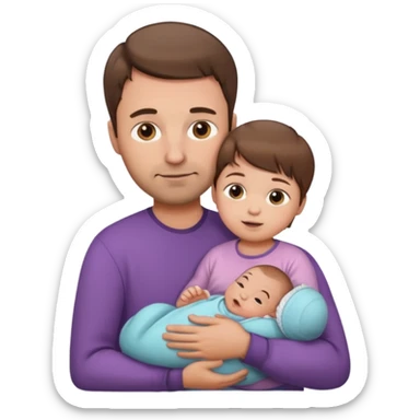 dad with short brown hair and fair skin with newborn baby girl sticker