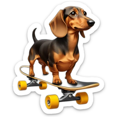 Dachshund on a skateboard sticker