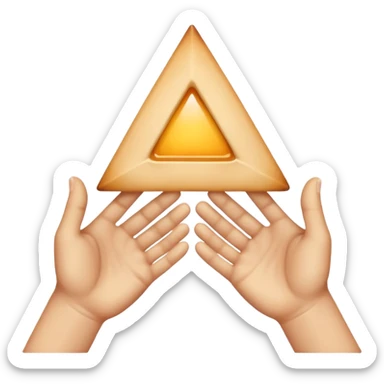 Should be like a simple hand emoji where the hands form an equilateral triangle with the two thumbs forming the top side and then the remaining four fingers on each hands meet at the middle going down. sticker