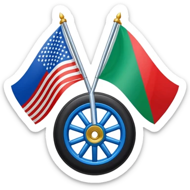 Emoji drapeau moitié à la verticale bleu en haut vert en bas avec une roue rouge au millieu  roue en plein millieu du drapeau bleu à la. Moitié de en heut et vert à la moitié de en bas sticker