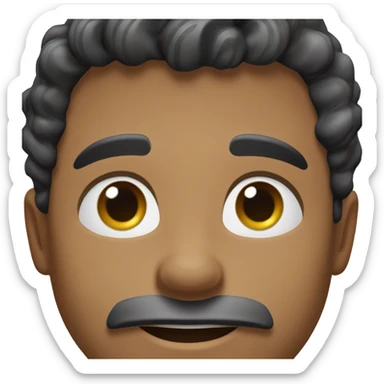 a young man with wavy hair, a slightly long face and sharp features, facial stubble, slightly thick muscles, almond-shaped eyes, and a black t-shirt sticker