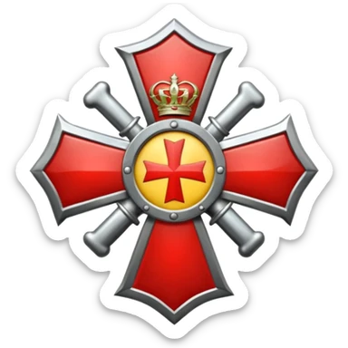 Insignia militar realista para videojuegos de guerra (estilo Battlefield), forma de escudo metálico con bordes desgastados. Incluye:

Símbolo: [fusiles cruzados / águila / estrellas / espada] sticker