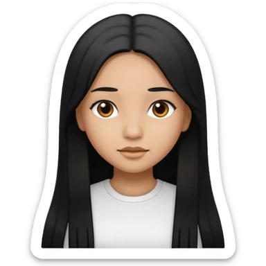 A girl in white with black long straight hair and light brown skin sticker