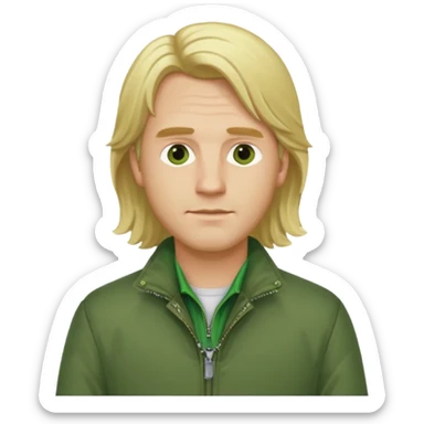 james sunderland silent hill 2 a man with blonde long  hair and green jacket sticker