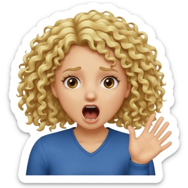 Emoji di ragazza bionda riccia che urla ma non è spaventata e mette una mano in faccia sticker