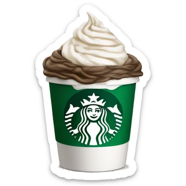 Peppermint coffee with whipped cream in a Starbucks cup sticker