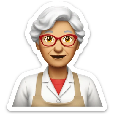 Grandma wearing red and white apron sticker