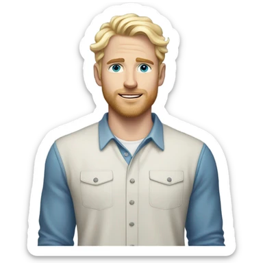 full body standing light curl blonde 30yo man blue eyed pale skin sticker