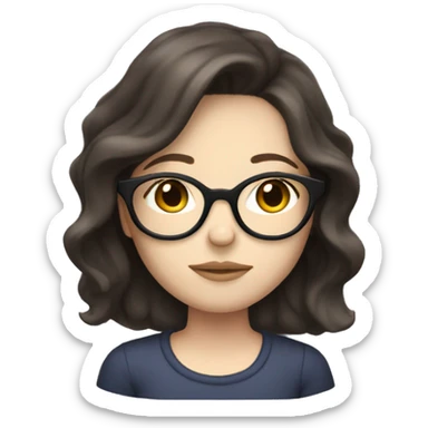 girl with dark brown hair a little bit wavy pale skin and glasses sleeping sticker