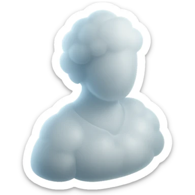 A person from the shoulders up, entirely composed of fluffy white convex clouds sticker
