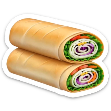 One Thai uncooked spring roll, Apple emoji style, no background, in 1x1 format sticker