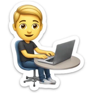 european guy using laptop sticker