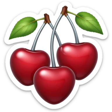 A pair of cherries emoji made of liquid silver chrome, smooth rounded shapes, glossy metallic surface, subtle sensual vibe, luxury sexy aesthetic, iOS emoji style, centered, clean white background sticker