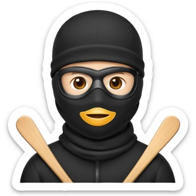 Create an emoji wearing a black ski mask not a creepy big smile though  sticker