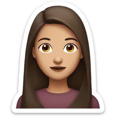 Brunette woman, with long, straight brown hair, with brown eyes sticker