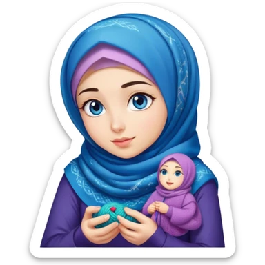 Turkish beautiful finish Konya girl blue eyes with galaxy night hijab does knitting  sticker