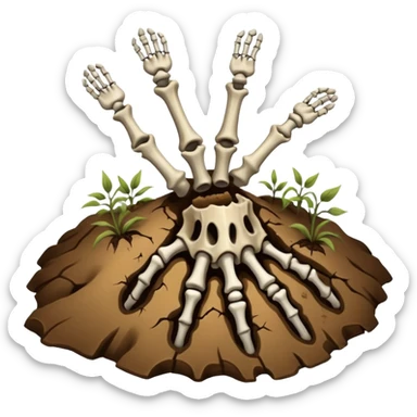 skeleton hand emerging from the ground sticker