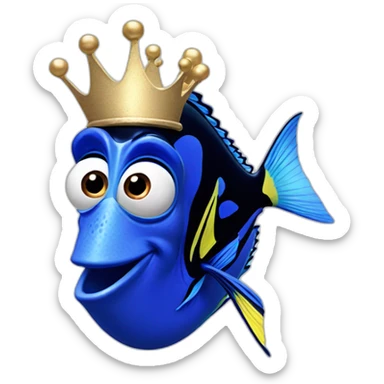 finding dory wearing a crown sticker