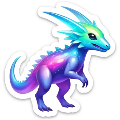  Shiny sparkly transparent bioluminescent luminescent vibrant bright pastel dark exotic iridescent colorful nebula rainbow gradients cyber-Protogen-Fakémon-Pokémon-Vernid-creature sticker