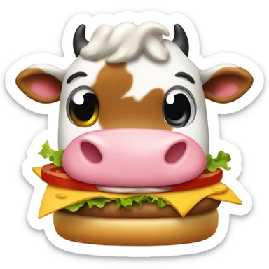 Cow eating a burger sticker