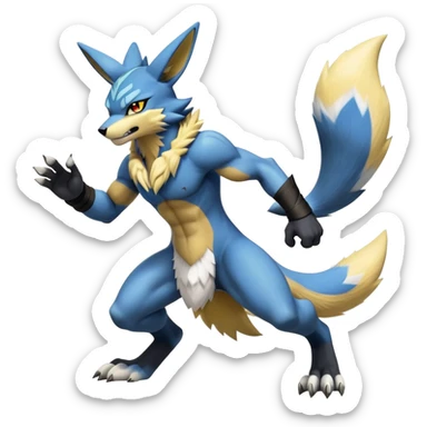 Lucario-Renamon-Zeraora-hybrid (Full body) sticker