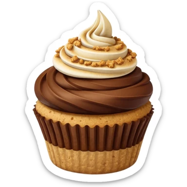 S’mores cupcake with chocolate and graham cracker sticker
