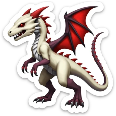 Shiny White Evil Glowing Eldritch Marowak-Salandit-Duskull-Darkdramon-fusion with bloody red markings sticker