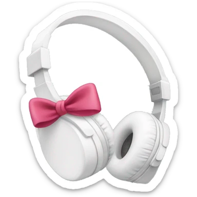 White headphones with coquette bow  sticker
