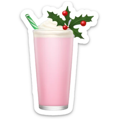 pastel pink christmas drink, with mistletoe on the top of it sticker