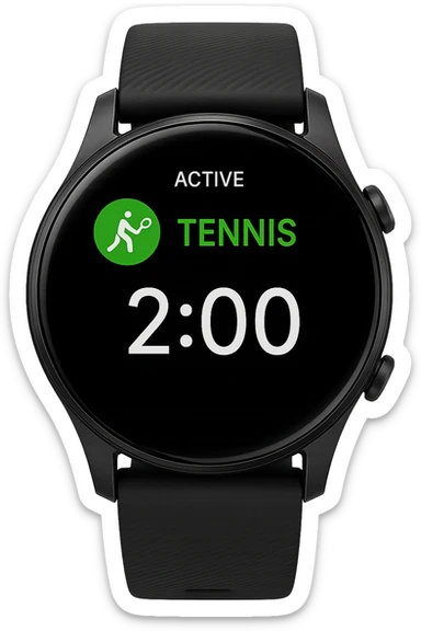 smartwatch con modalità attiva di tennis che segna 2 ore di tennis, REALISTICA 4K sticker