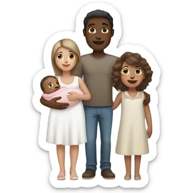 man with brown skin and woman with white skin holding a baby girl sticker