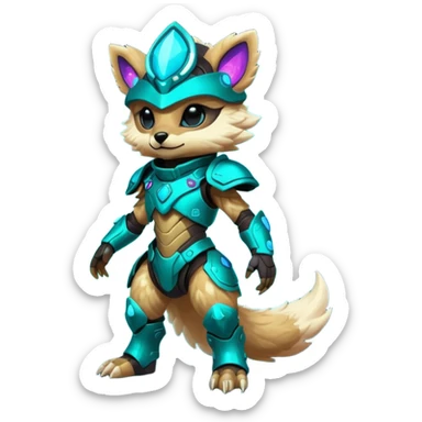 Epic Edgy Cute Colorful Vibrant Dark Nebula Modern Vernid-Protogen-creature-animal, full body sticker