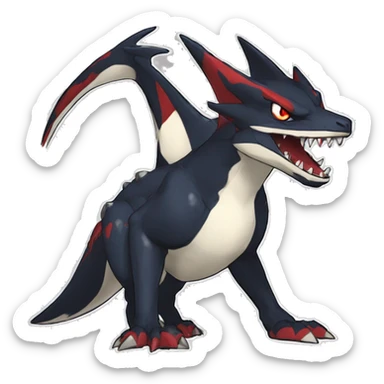 Black Cool Edgy Anthro Nargacuga-Sharpedo-Sergal-Garchomp-Fakémon  with White and Red Edgy markings sticker
