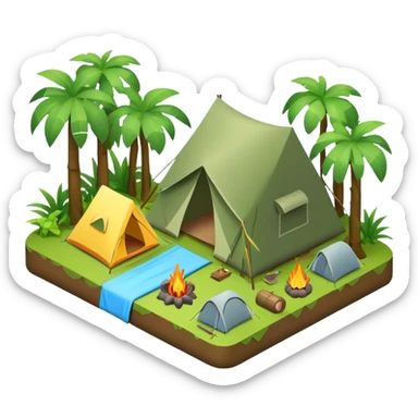 3d-isometric- jungle with camping sticker