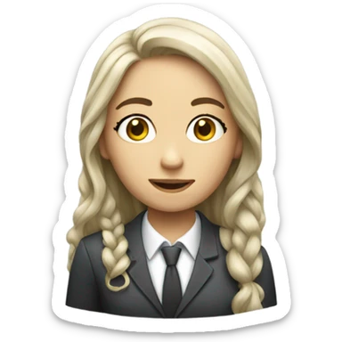 Long haired girl banker white sticker