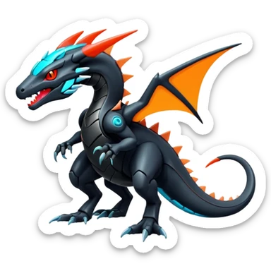 futuristic-colored neon-colored Fakémon-Kyurem-Salandit-creature (full body) sticker